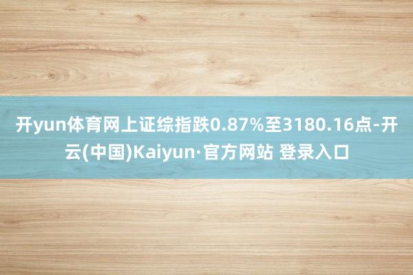 开yun体育网上证综指跌0.87%至3180.16点-开云(中国)Kaiyun·官方网站 登录入口